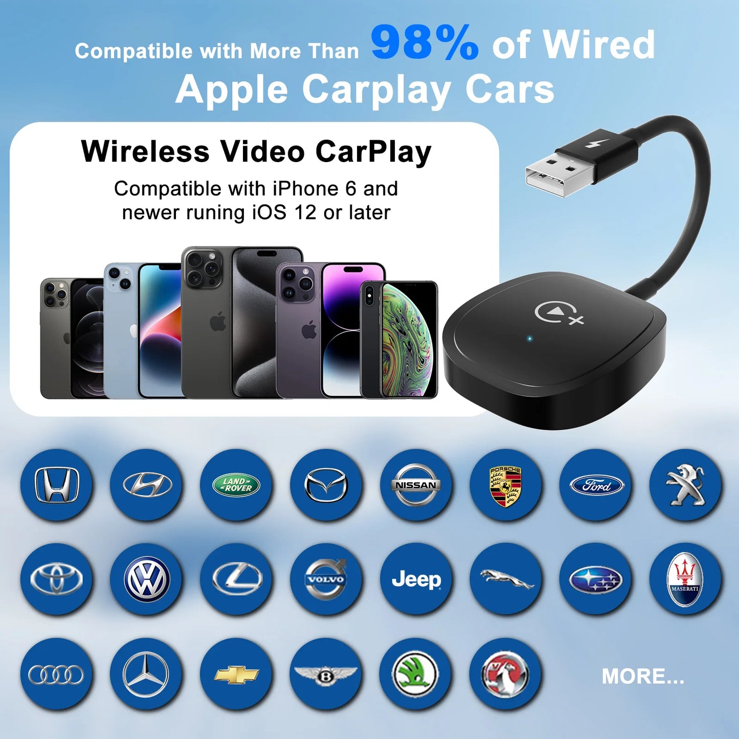 Wireless CarPlay Video Adapter – Netflix, YouTube & TikTok