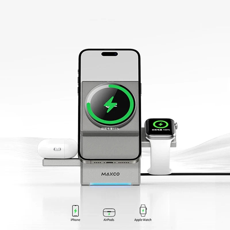 Qi2 3-in-1 Magnetic Wireless Charger Dock