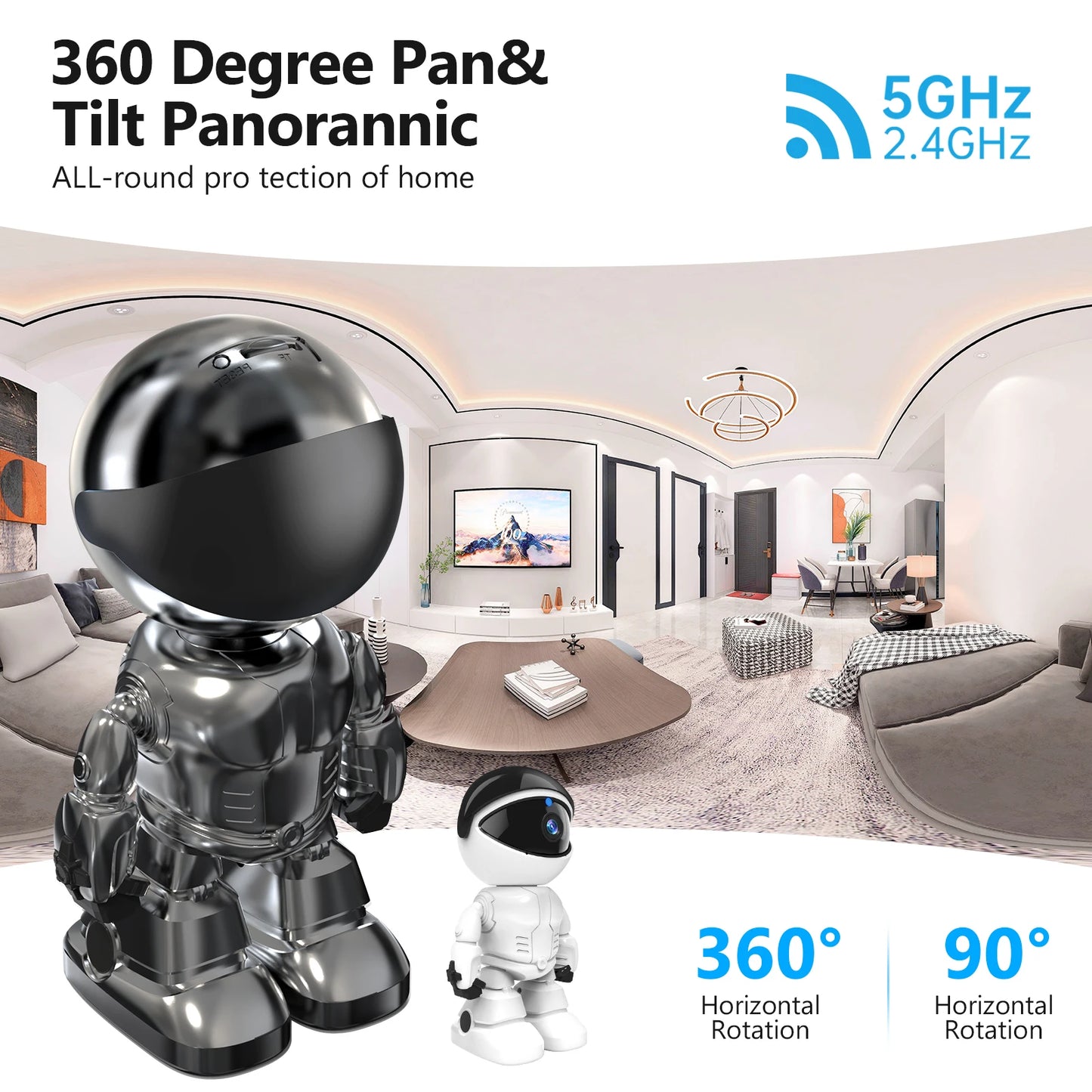 WESECUU 1080 HD Robot Camera WiFi 3MP Indoor Security Cam