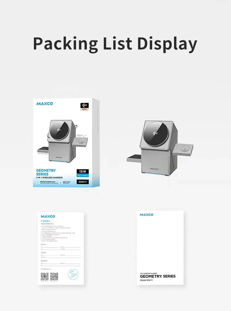 Qi2 3-in-1 Magnetic Wireless Charger Dock