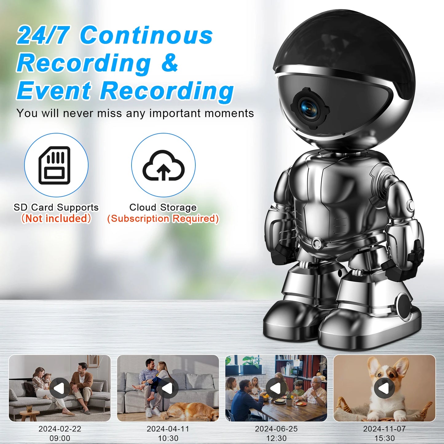 WESECUU 1080 HD Robot Camera WiFi 3MP Indoor Security Cam