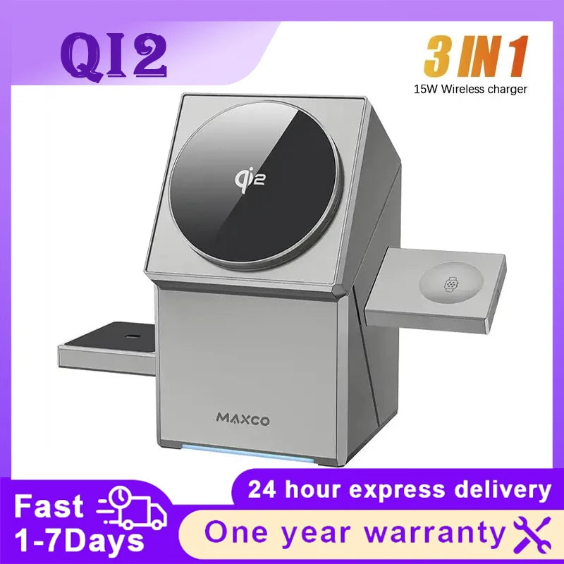 Qi2 3-in-1 Magnetic Wireless Charger Dock