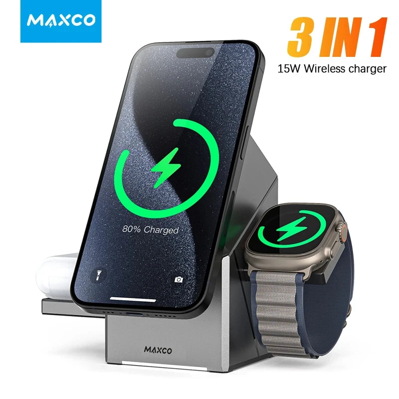Qi2 3-in-1 Magnetic Wireless Charger Dock