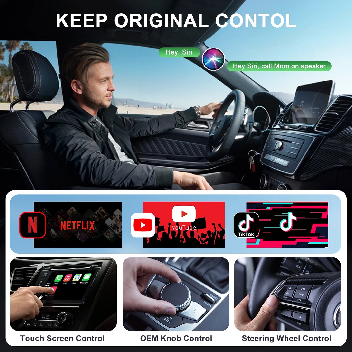 Wireless CarPlay Video Adapter – Netflix, YouTube & TikTok