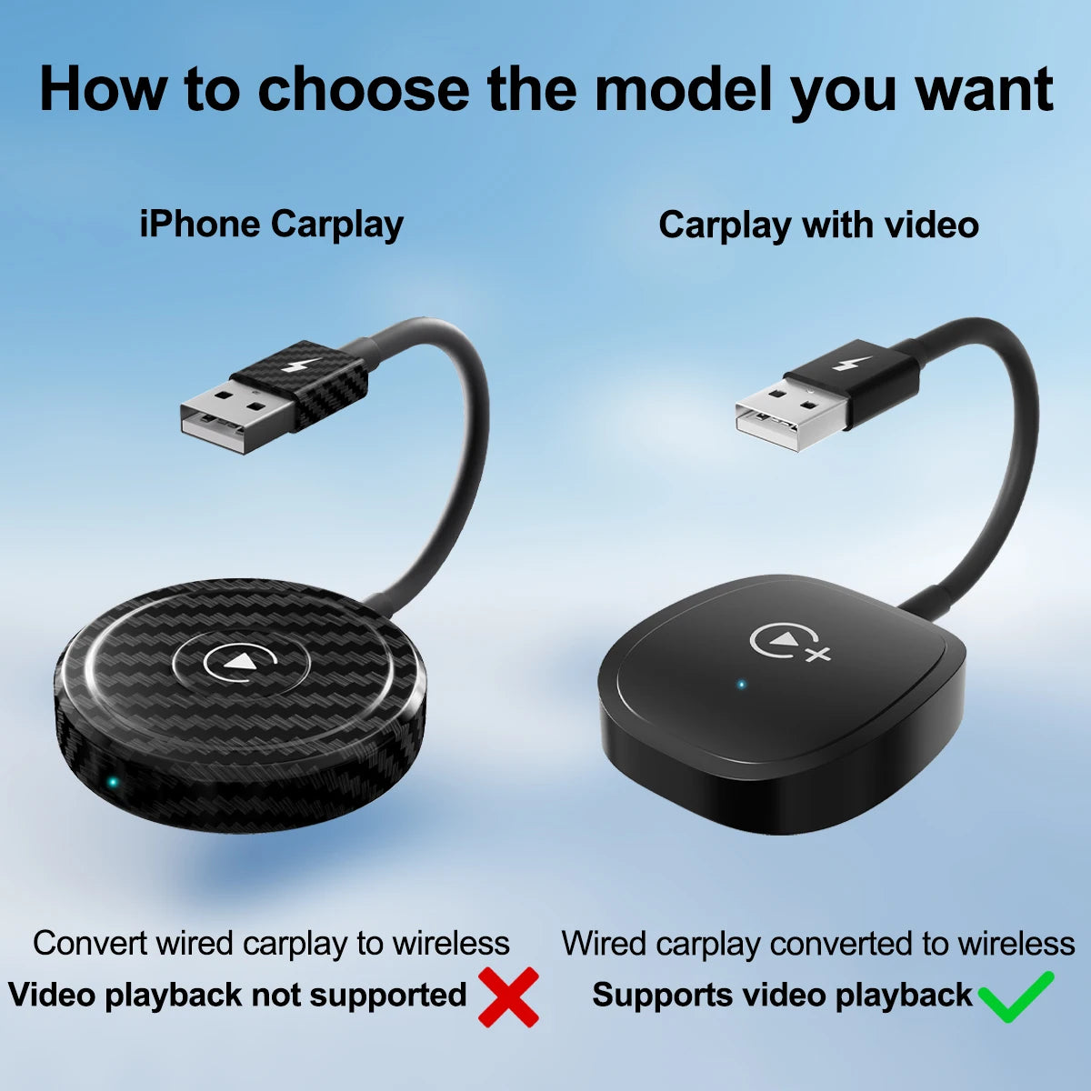 Wireless CarPlay Video Adapter – Netflix, YouTube & TikTok