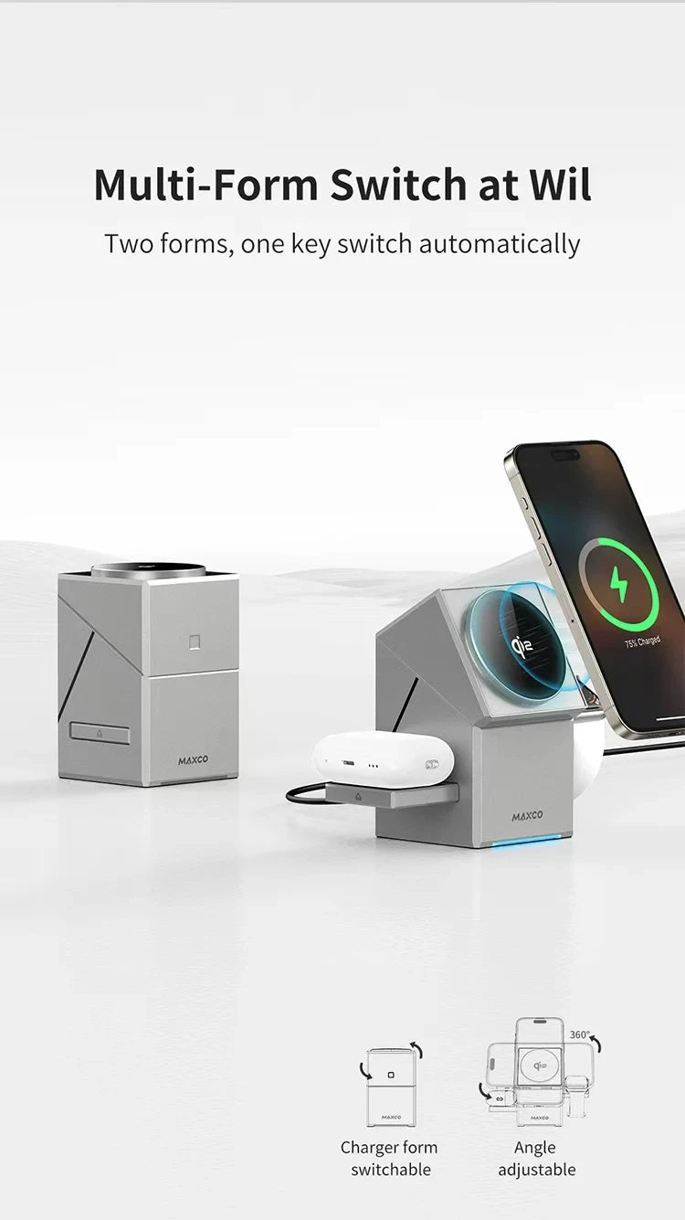 Qi2 3-in-1 Magnetic Wireless Charger Dock